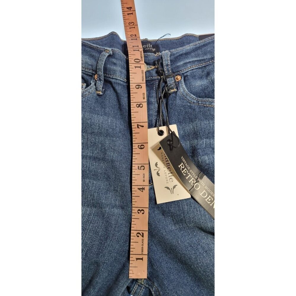 Nanette Lepore Pants Blue SZ 4 Jolie Super High Rise Taper Retro Denim LJ7727MAD - Picture 6 of 11